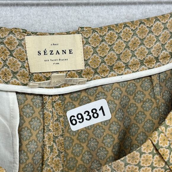SEZANE Pants 38 Gustavo Floral Jacquard Tapered Ankle Trouser High Waist Beige - Picture 16 of 16